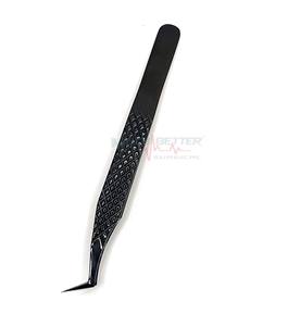 Juego de pinzas de extensión de pestañas de acero inoxidable con agarre perfecto duradero de fibra pintada negra de plasma de alta calidad de etiqueta privada - Product Image 3