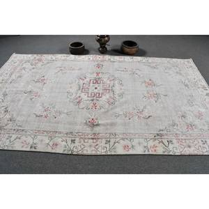 พรมขนสัตว์สีเบจโบราณขนาด5.5x9.4ฟุตงานแฮนด์เมดพื้นที่ตุรกีขนาดใหญ่งานเย็บปะติดโถงทางเดินรูปสี่เหลี่ยมผืนผ้าสำหรับห้อง - Product Image 3