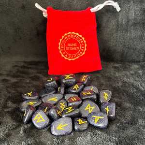 El mejor juego de Runas de Piedra dorada azul de 25 piezas talladas Feng Shui, piedras preciosas semipreciosas caídas, Runas de ágata grabadas para decoración del hogar, amor - Product Image 6