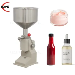 Hzpk a03 manual pequeno volume pistão de óleo essencial, cosméticos loção creme líquido pasta de mel garrafa máquina de enchimento 50ml
