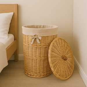 Paniers de rangement élégants en rotin tissés à la main avec poignées durables et polyvalents pour chaussures à linge et usage domestique - Product Image 3