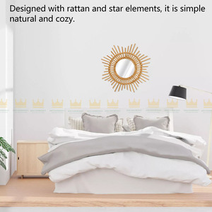Decoración de pared espejo de ratán forma de estrella espejo de ratán decoración moderna pared artesanía decorativa espejo de ratán para el hogar - Product Image 4