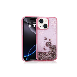Coque en silicone souple pour iPhone 14, étui transparent rose à paillettes liquides pour 7 Plus 14 Plus Max (A53) - Product Image 1