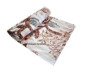 Colcha Vintage de algodón con estampado de búho amarillo, colcha decorativa, hecha a mano - Product Image 5