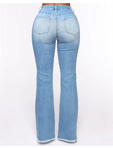 Vente en gros de jeans de haute qualité personnalisables pour femmes, nouveaux jeans évasés pour femmes à trou de gland à haute élasticité à la mode - Product Image 4