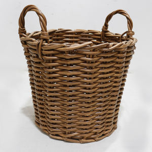 Artex Dong Thap Plastic Circle Rustic Storage <b>Basket</b> Set Handwoven Organizer <b>with</b> <b>Handles</b> for Laundry Storage - Product Image 4