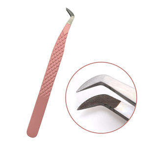 Pinzas de pestañas de acero inoxidable con recubrimiento de polvo amarillo personalizado de calidad superior, producto de etiqueta privada sostenible de 45-90 grados - Product Image 5