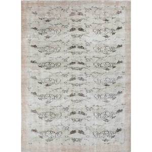 Tapis en laine noué à la main vintage ivoire Pae-508 pour salon ou couloir, tapis rectangulaire tressé pour adolescents - Product Image 1