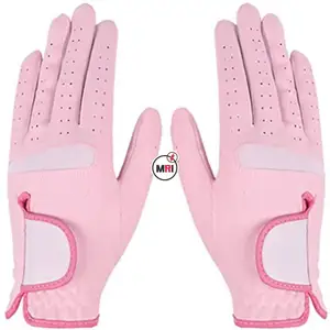 Venta directa de fábrica Guantes de golf personalizados Transpirable Cabretta Cuero Diseño a todo color Su propio logotipo Deportes de cuero genuino - Product Image 1