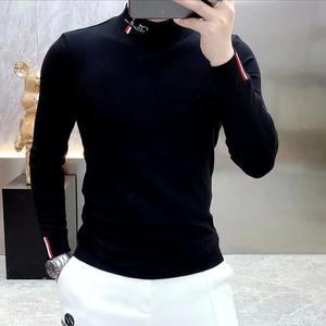 Camisetas de Otoño para Hombre, Estilo Chic, Gruesas, Térmicas, Cuello Medio Alto, Color en Contraste, Manga Larga, Elásticas, Ajustadas, Combinables con Todo - Product Image 2