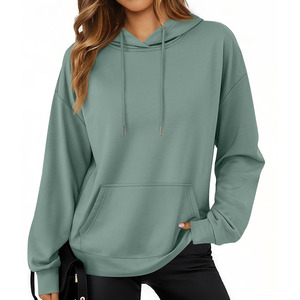 Classic Everyday Casual Streetwear Drop Shoulder Figures Sudaderas con capucha ecológicas transpirables Sudadera con capucha de punto para mujer - Product Image 6