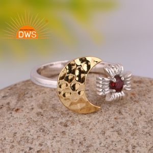 Anillo ajustable de piedras preciosas de granate Natural de plata de ley más vendido, joyería personalizada para mujer, regalo para ella - Product Image 2