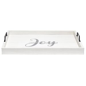 Plateau en bois de vente chaude de couleur blanche élégante avec forme rectangulaire et conception de pays des merveilles d'hiver parfaite pour la décoration saisonnière - Product Image 6