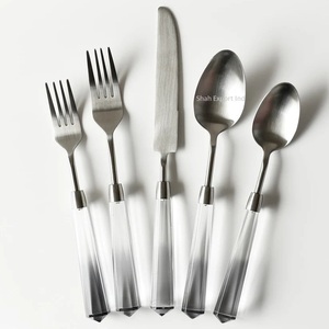 Fancy Design Metal Cutlery <b>Set</b> with <b>Grey</b> Acrylic Handle Gold Finished for Home and Hotels Dinnerware Flatware <b>Sets</b> - Product Image 6