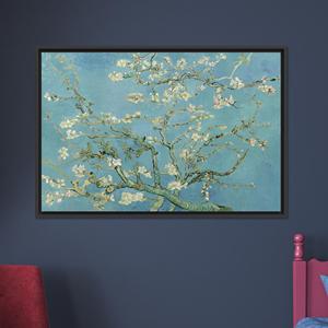 Impresión de Flor de Almendro de Van Gogh: Arte Botánico en Lienzo, Arte de Pared en Vidrio, Lienzo con Marco Negro - Product Image 1