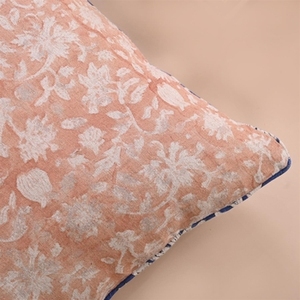 Modern Floral Hand Block Printed Cotton Pillow Cover Woven Embroidered Solid Pattern for Spring Linen <b>Cushion</b> for Bedroom Use - Product Image 4