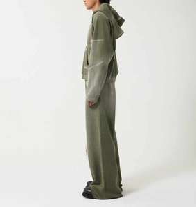 Ensemble survêtement homme color block, coupe ample, streetwear, molleton épais, style baggy évasé - Product Image 3