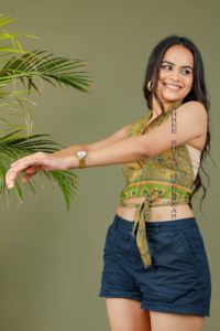 2023 Nueva colección de verano Top corto de seda para mujer, Top informal - Product Image 3