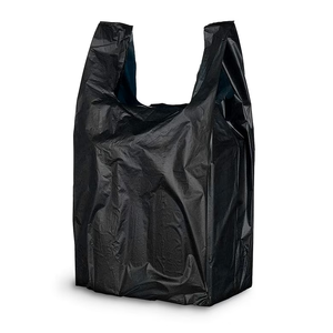 Venta al por mayor de diseño personalizado OXO + PLA biodegradable reciclable negro camisetas bolsas de compras para supermercado - Product Image 2