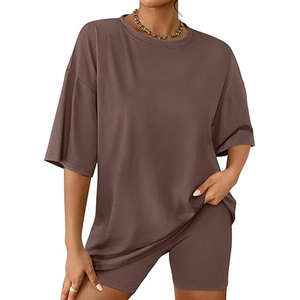 Ropa informal de último estilo, conjunto de pantalones cortos para mujer, conjunto de pantalones cortos ligeros para mujer, conjunto de pantalones cortos de color sólido - Product Image 1