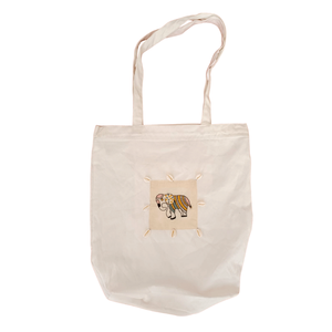 Hand-Painted <b>Elephant</b> Motif Tote Bag Cotton Lightweight Embroidered Letter <b>Decoration</b> Open for Daily Use for Summer Autumn - Product Image 3