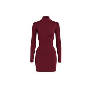 Robe Courte Balikci Yaka - Bordeaux - Bordeaux - Product Image 3