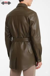 Veste bomber en cuir véritable et velours côtelé pour femme, haut de gamme, nouvelle collection 2025, hiver, luxe, col rabattu, motif rayé - Product Image 2
