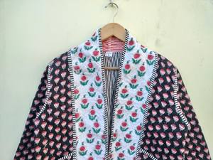 Veste matelassée en coton pour femmes de style vintage fait à la main imprimé Boho design ouvert avec passepoil hiver vêtements d'extérieur décontractés cadeau pour elle - Product Image 3