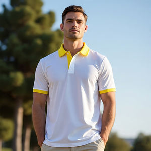 Manches courtes couleur unie vierge tricot polos pour hommes 100% coton Polyester Polo t-shirt hommes Fitness entraînement polos hommes - Product Image 5