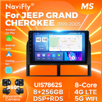 NaviFly Android13 QLED 1280*720 Terbaru, Stereo Mobil Android 9 inci untuk Jeep Grand Cherokee 1999-2005 dengan Pemutar Mobil