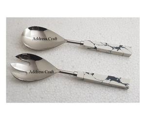 Ensemble de 2 pièces de luxe en acier inoxydable 18/8 avec poignée en acrylique outils de salade personnalisés matériau écologique ustensile de service en métal - Product Image 6