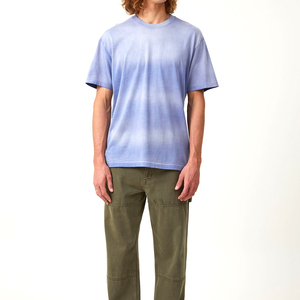 Camiseta personalizada para hombre con diseño de lavado ácido de desvanecimiento solar Camiseta de punto informal de color sólido con cuello redondo de secado rápido - Product Image 2