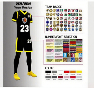 Maillot de football personnalisé bleu royal avec numéro doré, manches courtes, col rond, respirant, uniforme d'équipe, 100% polyester, antibactérien, personnalisé - Product Image 2