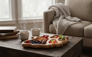 Plateau à collation en forme de feuille - 4 sections 30×18,5 cm - Product Image 4