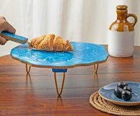 Support à gâteau en résine fait main, moderne, luxueux, écologique, résistant au lave-vaisselle, 1 pièce, pour la maison, l'hôtel, le restaurant, HF CRAFTS