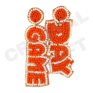 Vintage <b>Football</b> Beaded <b>Earrings</b> for Women Patriotic Orange White Blue Colour for Wedding or Memorial Day - Product Image 2
