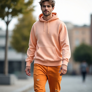 Capuche déchirée manchette bas côtelé poids lourd surdimensionné déchiré streetwear hommes personnalisé soleil délavé en détresse vintage lavage à l'acide sweat à capuche - Product Image 2