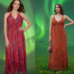 Robe longue bohème en denim de coton écologique de haute qualité, col asymétrique, pour soirée, tendance, respirante, taille unique - Product Image 1