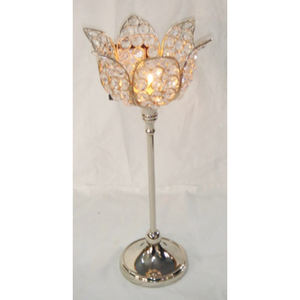 Bougeoir rond élégant en cristal finition or design perlé de grande taille idéal pour une utilisation intérieure et extérieure - Product Image 6