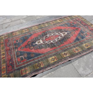 Traditional Turkish Rug <b>Red</b> Black Kilim Style 4.8x8.4ft Large Area Patchwork Pattern <b>Wool</b> 10mm Latex Rectangle Dining Room Eco - Product Image 2
