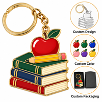 Porte-clés en métal personnalisé 5 cm avec logo, style crayon Apple, cadeau pour enseignant, pour les magasins de campus, les librairies, les écoles, vente en gros