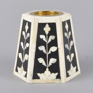 Quemador de incienso con incrustaciones de hueso, vela con Pilar de medkan mubkhar hecho en ietham - Product Image 3