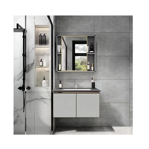 Vente en gros BONG SEN Armoires de luxe étanches à l'eau avec comptoir en contreplaqué pour villa en PVC Rangement moderne Vanités de salle de bains simples - Product Image 2