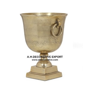 Seau à glace en aluminium massif finition argent antique de haute qualité capacité 12L forme carrée avec poignées pour les mariages - Product Image 5