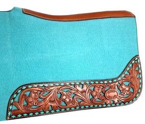 Western Saddle <b>Felt</b> <b>Pad</b> with Counture Shape with Leather Patch and Australian Tack American Tack Equine Products - Product Image 5