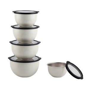 Juego de 5 Tazones para Mezclar, Diseño Apilable, Tapas Herméticas, Juego de Tazones para Mezclar de Acero Inoxidable - Product Image 2