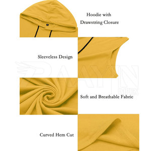 เสื้อกล้ามมีฮู้ดสำหรับออกกำลังกายผ้าฝ้าย100% ระบายอากาศได้ดีขนาดพลัสไซส์ออกแบบโลโก้ได้ตามต้องการแบบถัก - Product Image 6