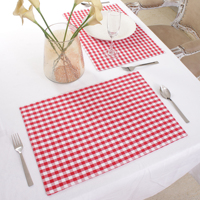 Set de table en coton tissé 100 %, motif à carreaux rouges, séchage rapide, forme carrée, pour la maison moderne, les mariages et l'extérieur