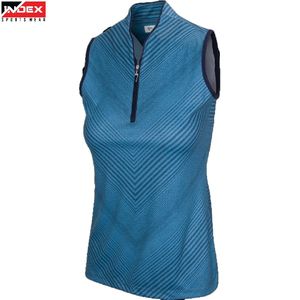Polo sans manches pour femme Index, rayé bleu, tricoté, respirant, coupe décontractée, longueur normale - Product Image 1
