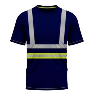 Camisetas de trabajo de manga corta de alta visibilidad Logotipo personalizable a prueba de agua de poliéster y algodón de seguridad de secado rápido - Product Image 1